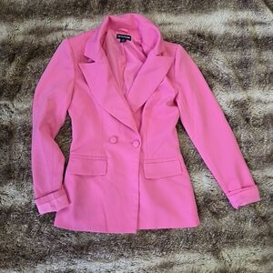 PrettyLittleThing Hot Pink Blazer Size 6– Barbiecore  Double Breasted Jacket